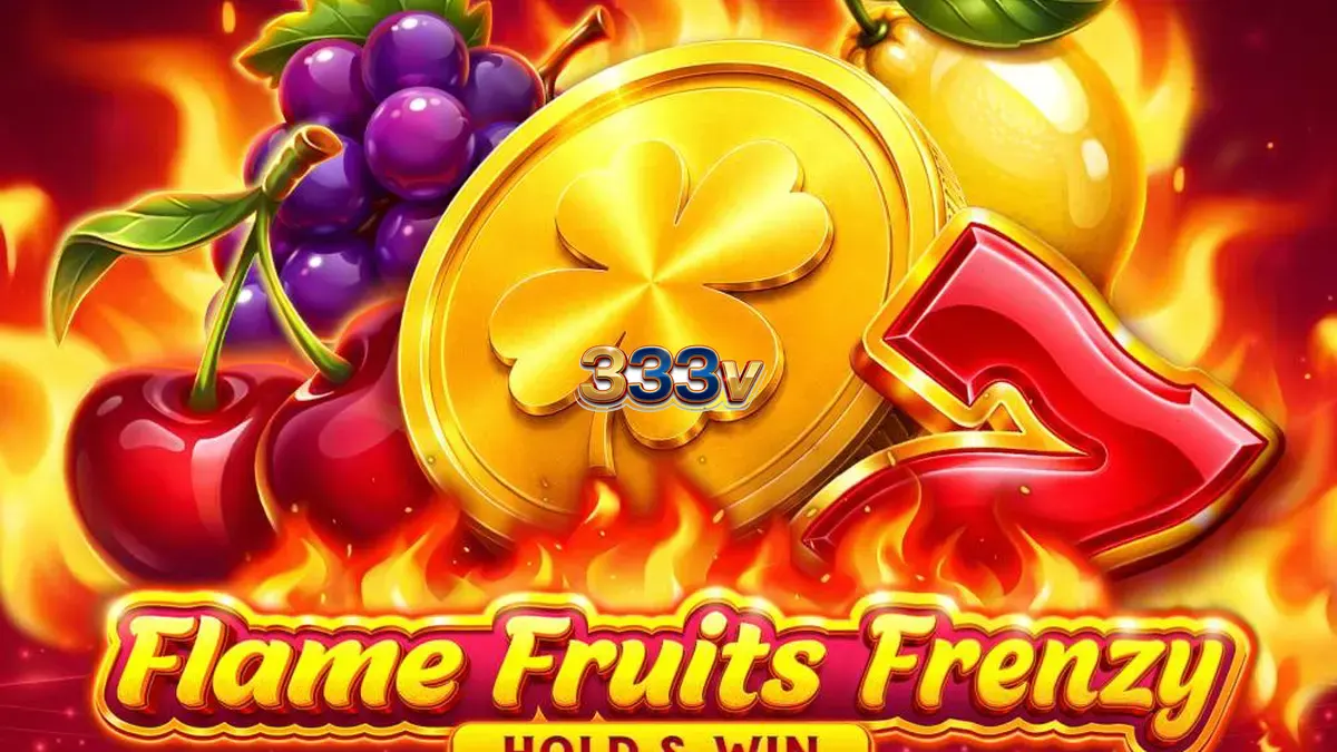 Tampilan visual slot Flames Fruits Frenzy Hold and Win dengan simbol buah yang terbakar